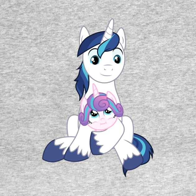 Shining Armor holding Flurry Heart by CloudyGlow